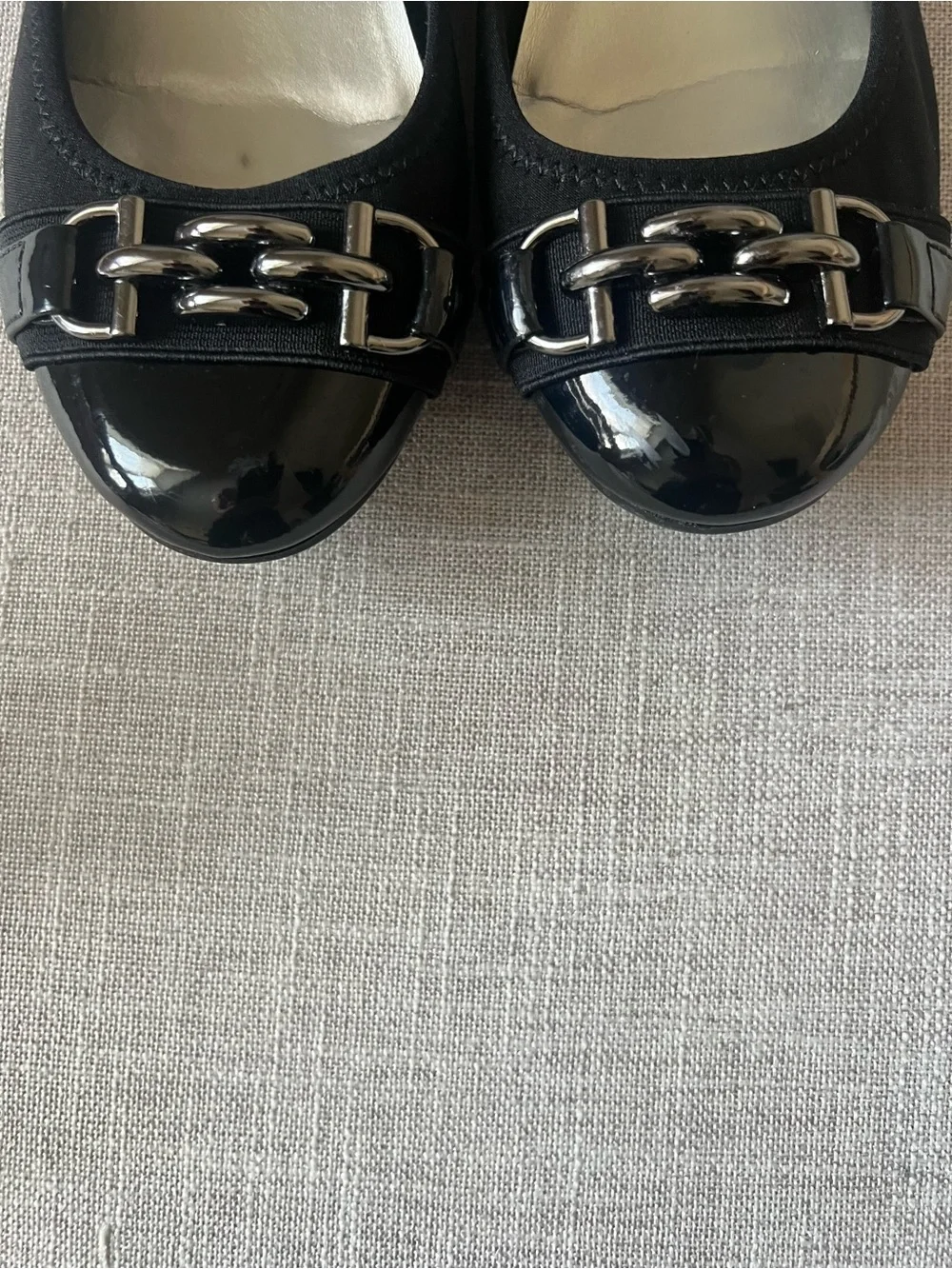 Anne Klein Sport office casual dress black Ballet Flats Silver Buckle Detail, 9